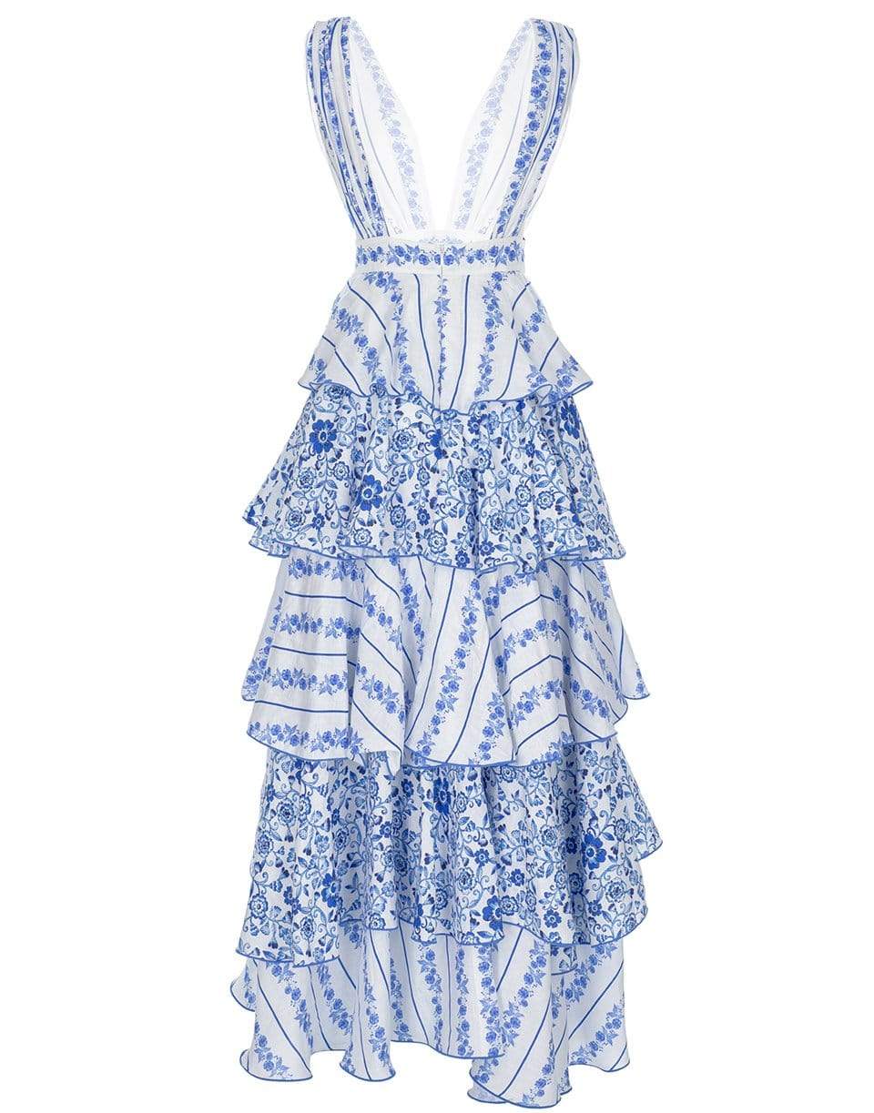GUL HURGEL-Blue Iznik Sleeveless Ruffle Dress-