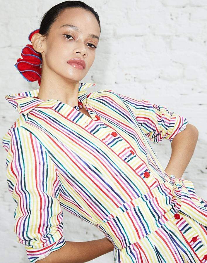 GUL HURGEL-Rainbow Stripe Shirt Dress-