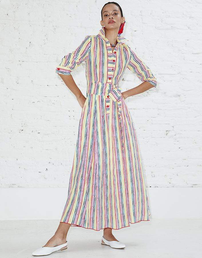 GUL HURGEL-Rainbow Stripe Shirt Dress-