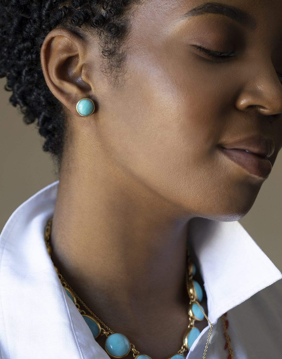GURHAN-Cabochon Amazonite and Sterling Silver Stud Earrings-SILVER