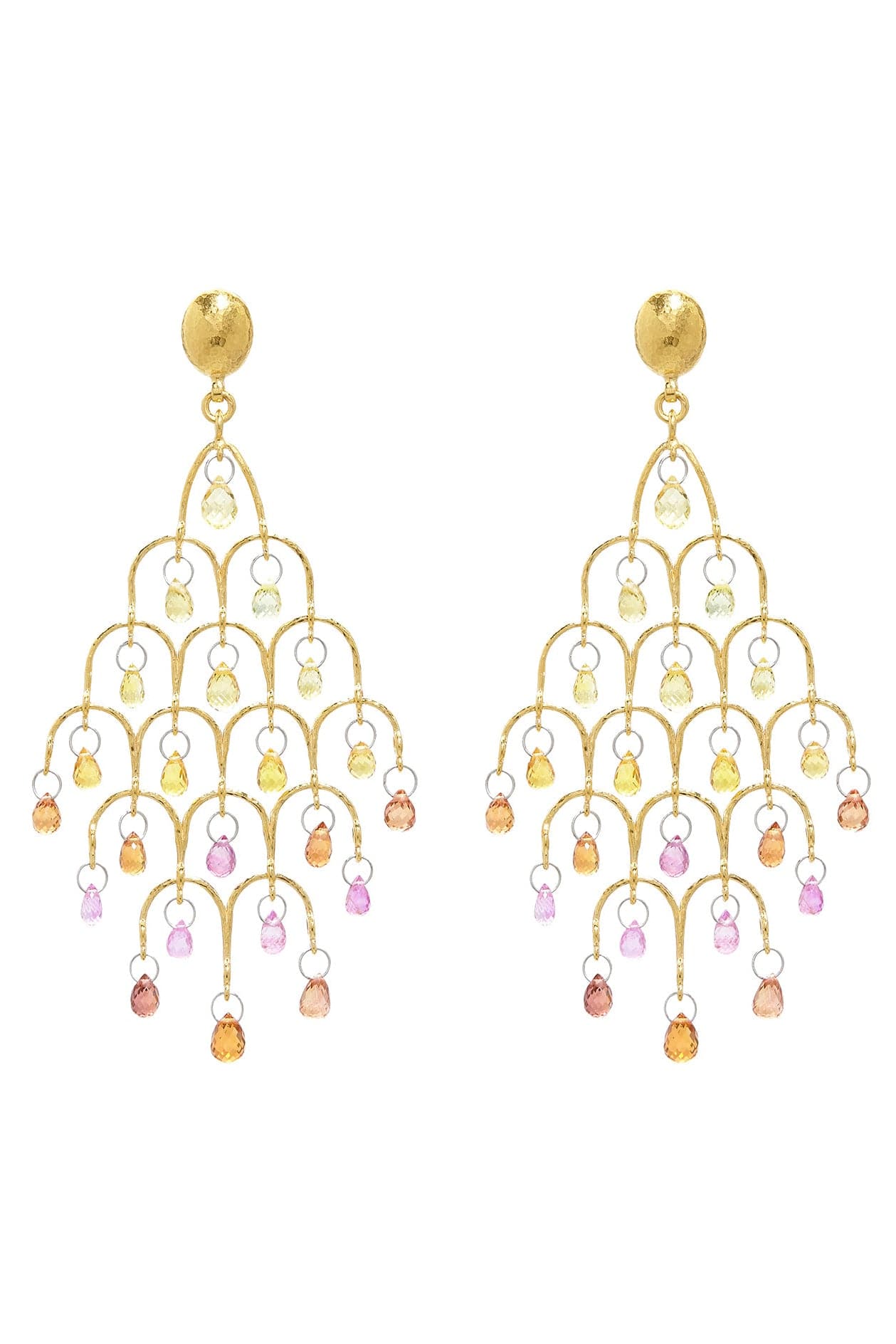 GURHAN-Dew Sapphire Chandelier Earrings-YELLOW GOLD