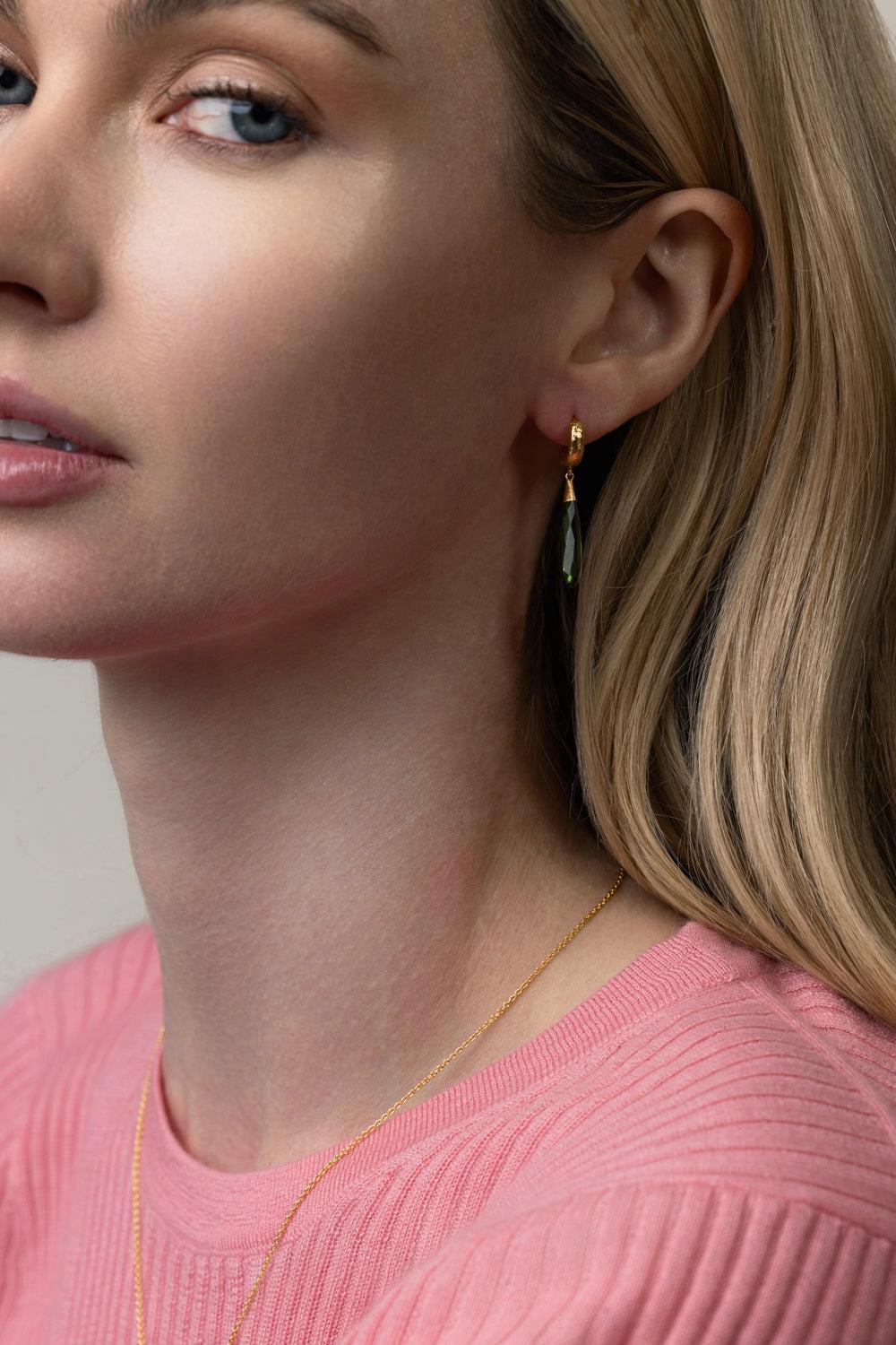 Green Tourmaline Drop Earrings-YELLOW GOLD-JEWELRYFINE JEWELEARRING-GURHAN