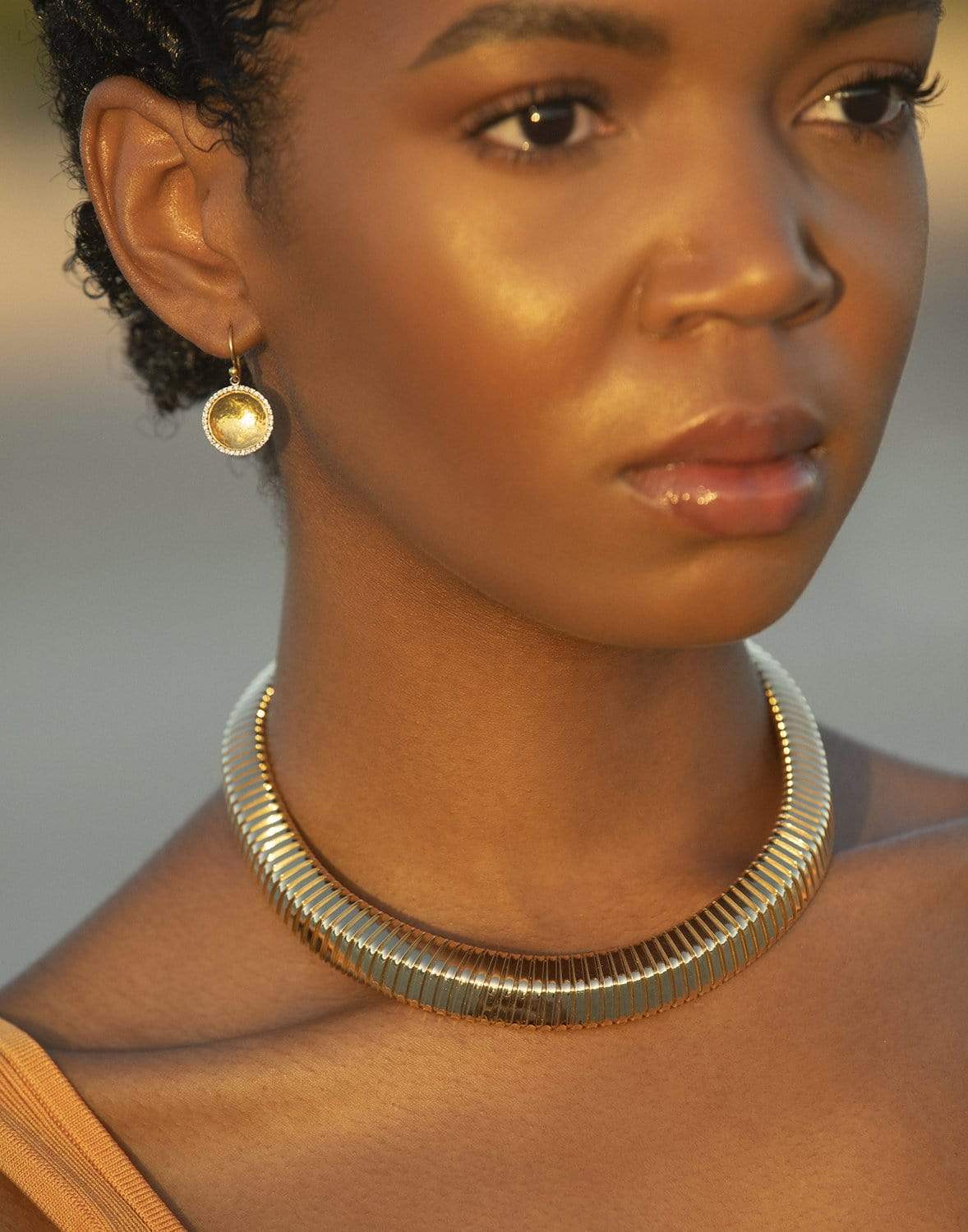 GURHAN-Hourglass Gold and Diamond Earrings-YELLOW GOLD