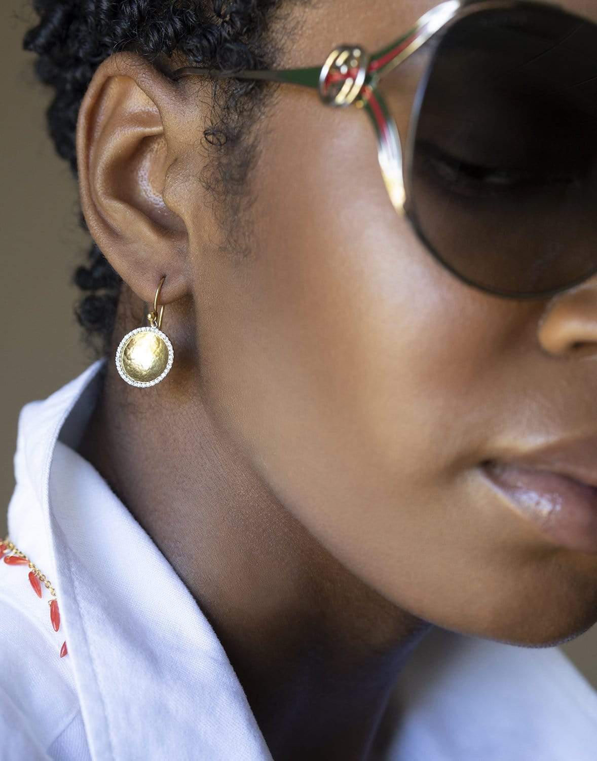 GURHAN-Hourglass Gold and Diamond Earrings-YELLOW GOLD