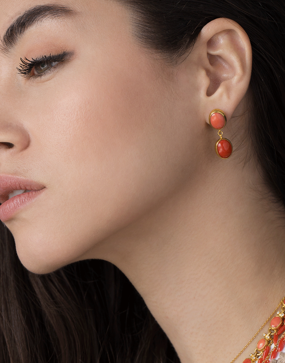 GURHAN-Rune Coral Drop Earrings-YELLOW GOLD