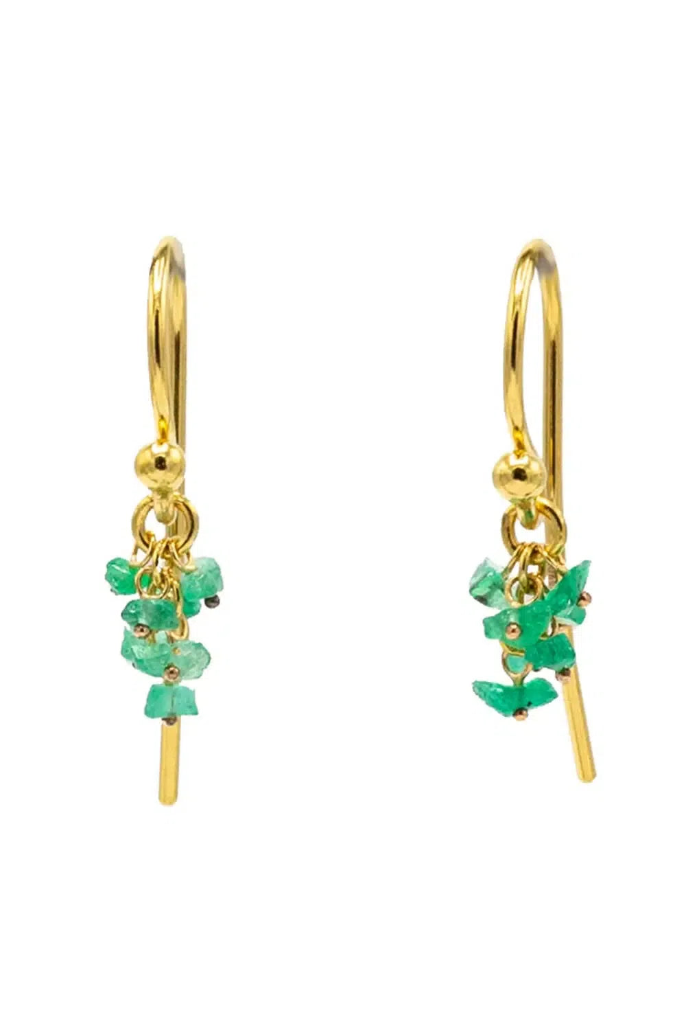 GURHAN-Small Emerald Tassel Drop Earrings-YELLOW GOLD