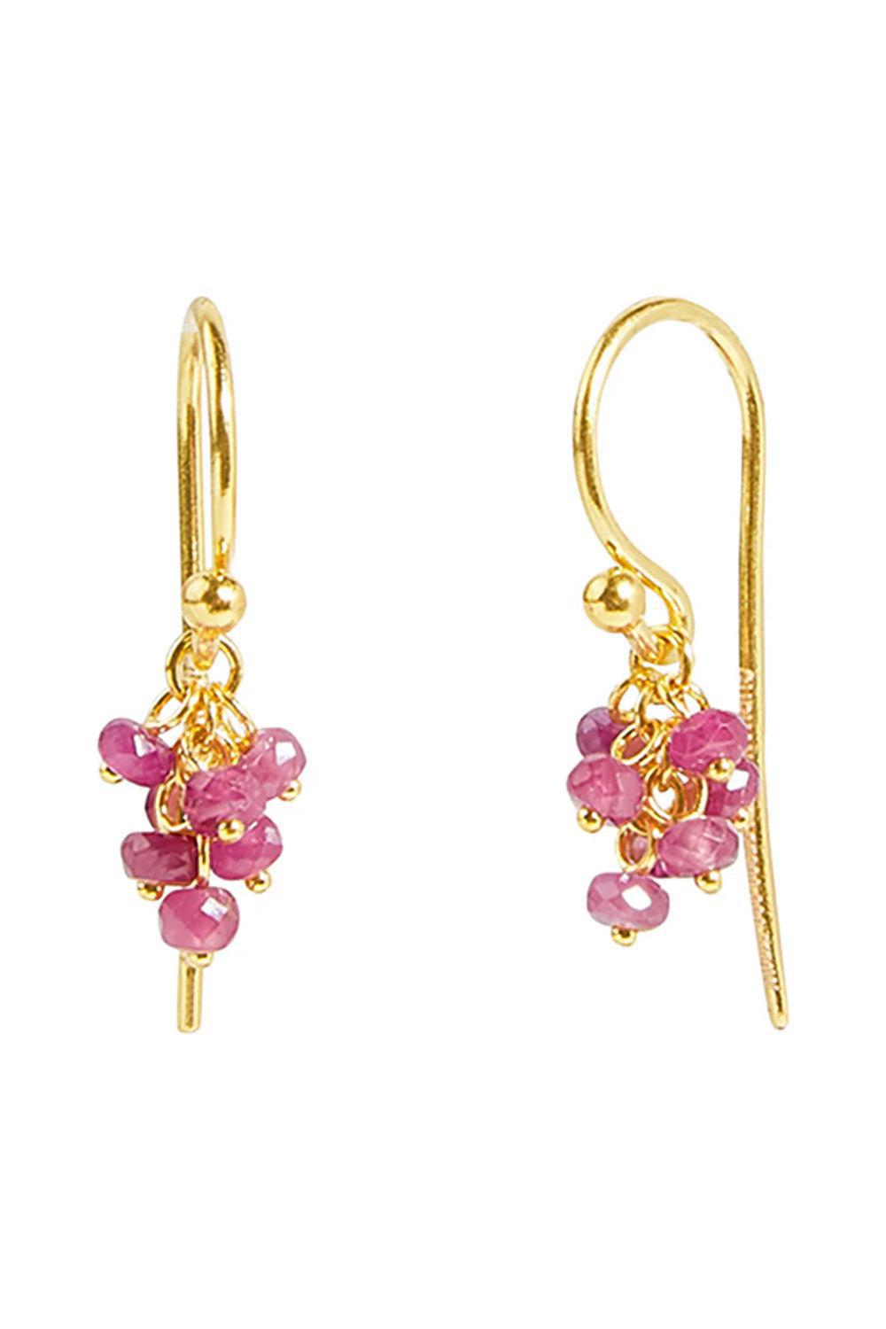 GURHAN-Small Ruby Tassel Drop Earrings-YELLOW GOLD
