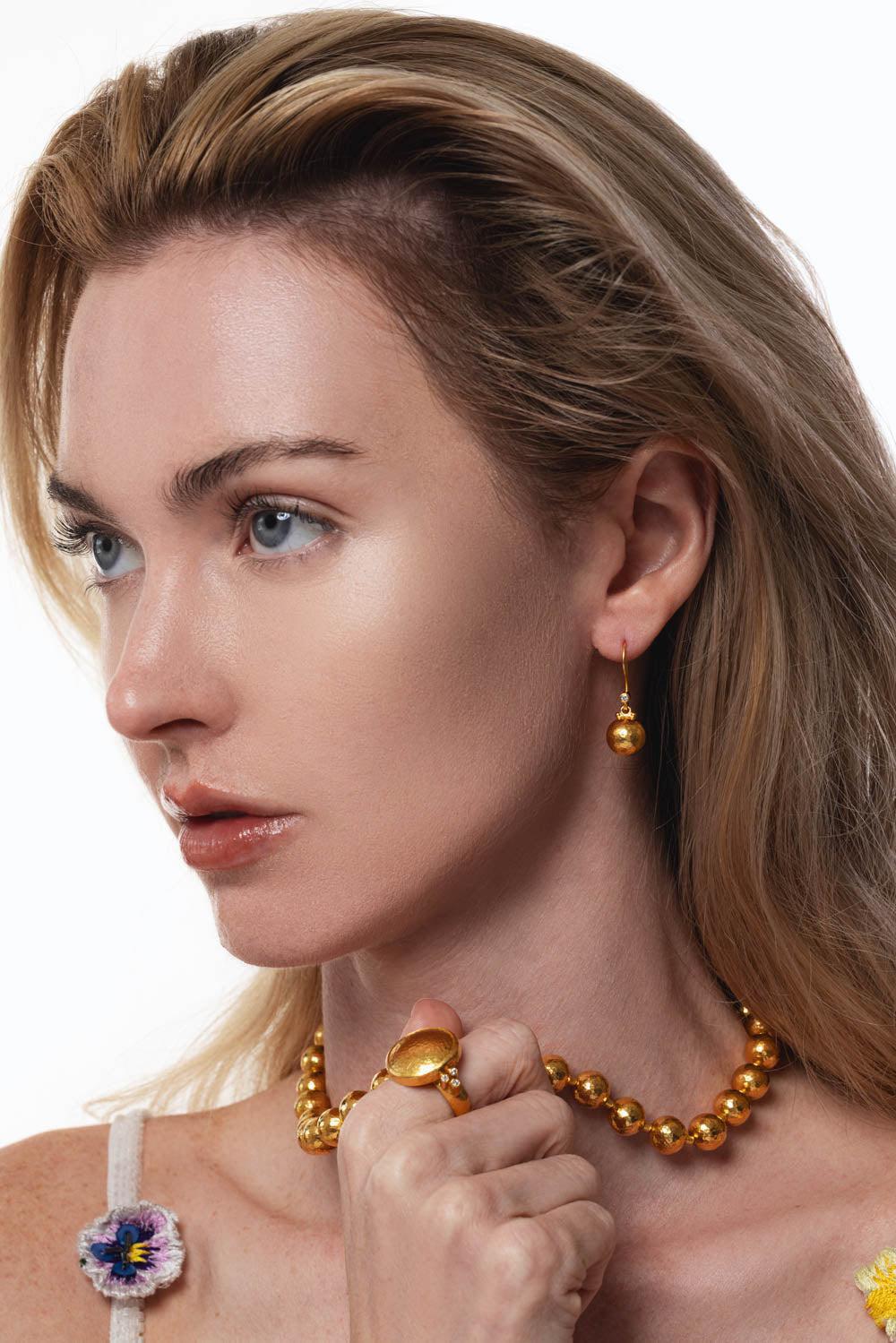 GURHAN-Spell Gold Diamond Drop Earrings-YELLOW GOLD