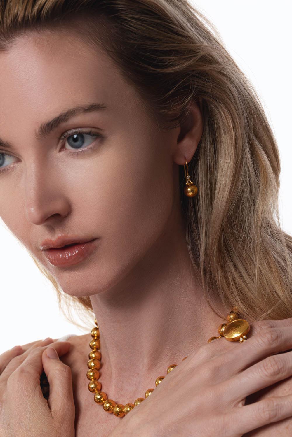 GURHAN-Spell Gold Diamond Drop Earrings-YELLOW GOLD