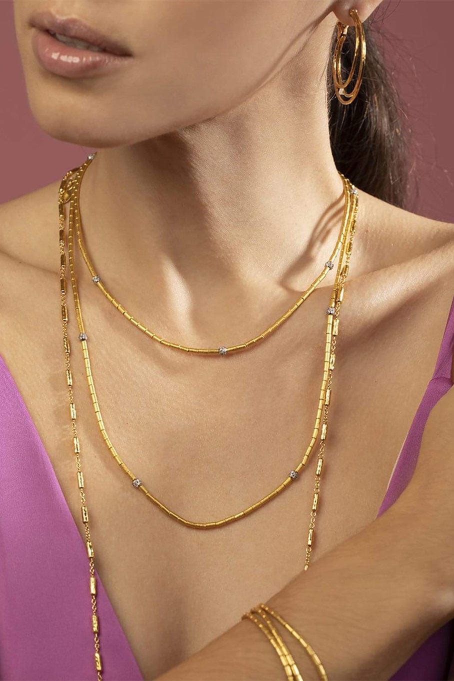 GURHAN-Diamond Single Strand Necklace-YELLOW GOLD