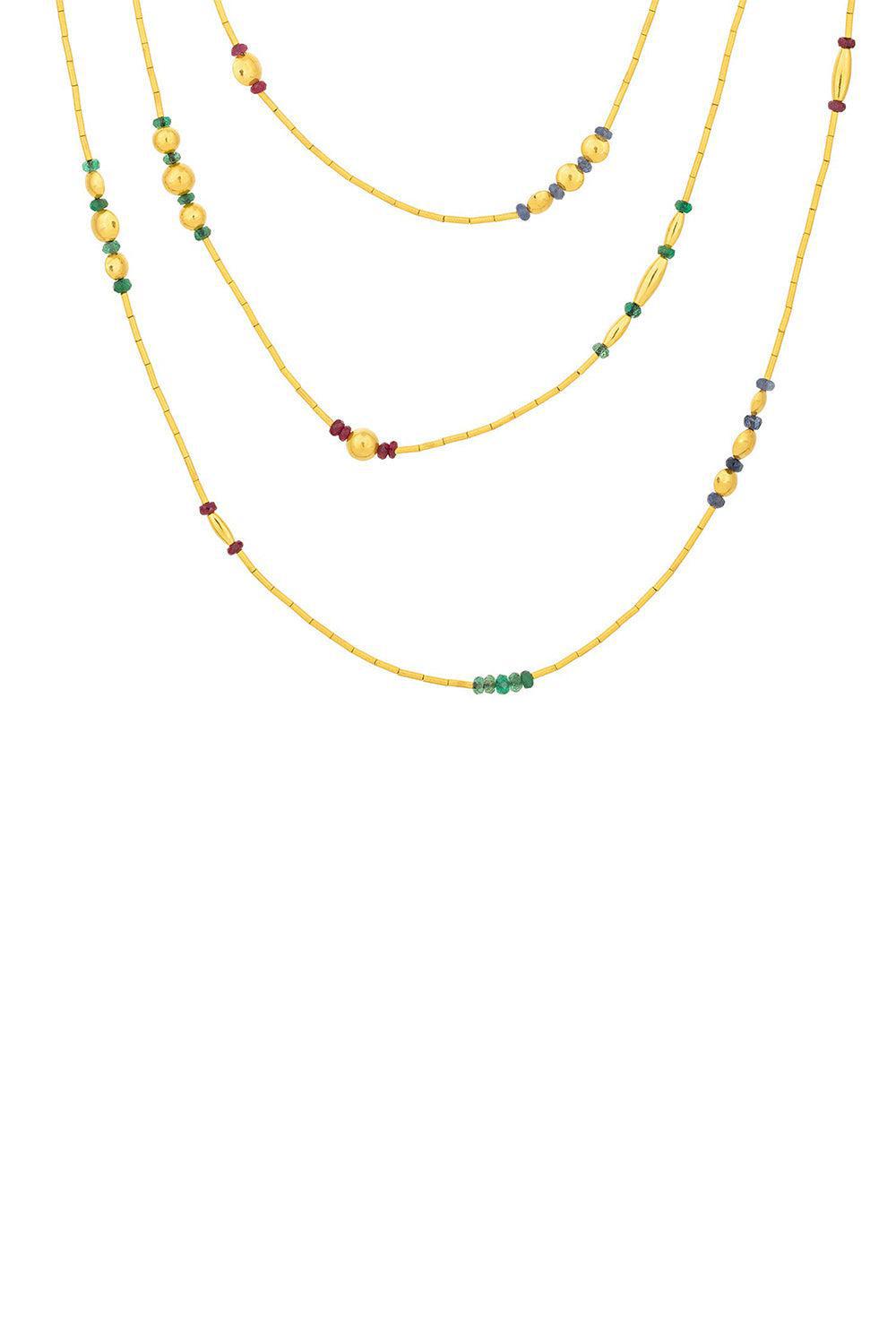 Emerald Sapphire Strand Necklace-YELLOW GOLD-JEWELRYFINE JEWELNECKLACE O-GURHAN