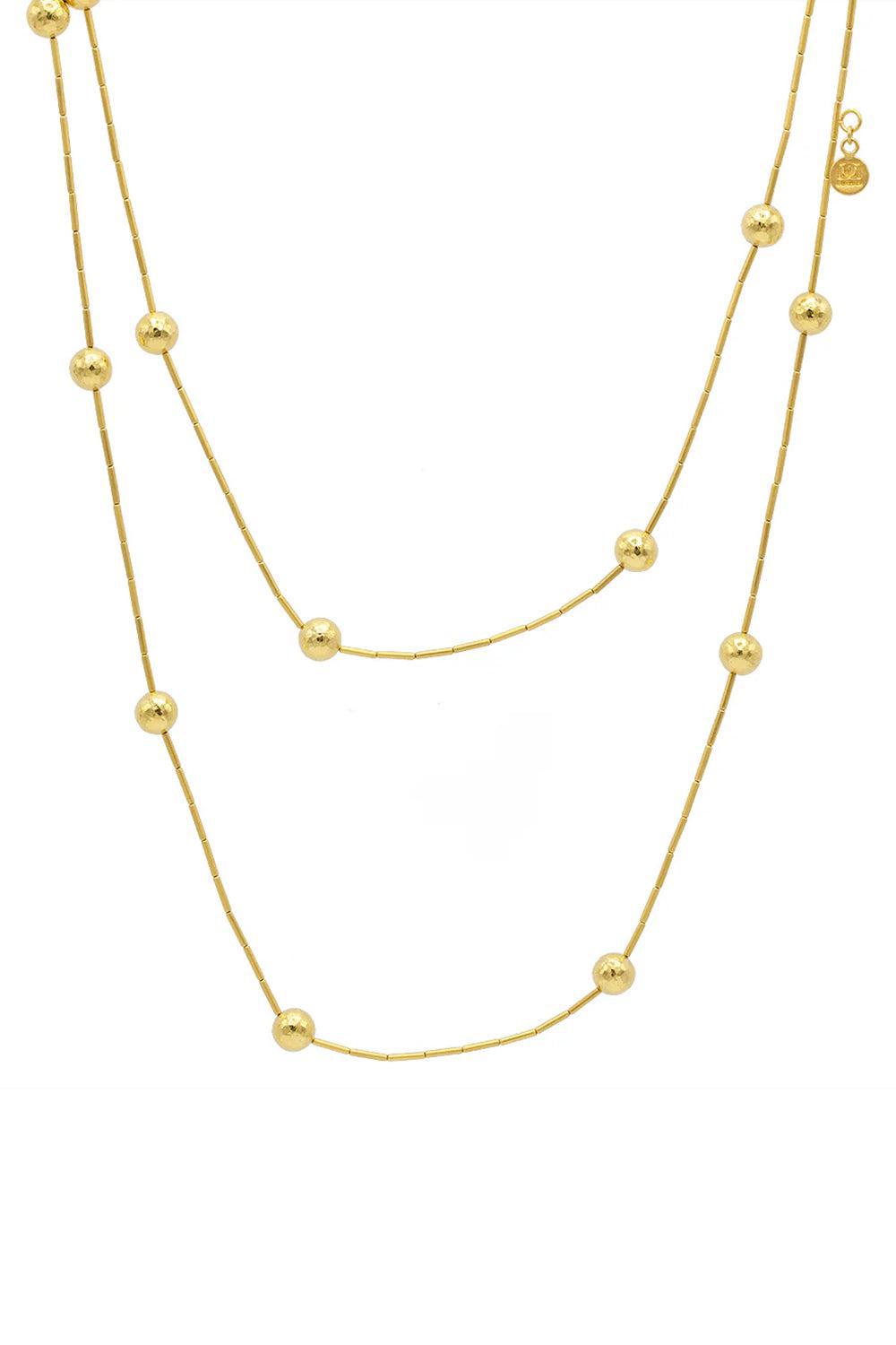 GURHAN-Hammered Ball Station Necklace-YELLOW GOLD