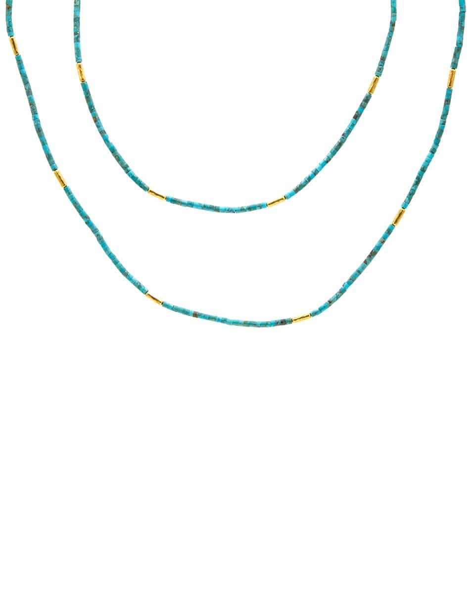 GURHAN-Jet Set Turquoise Strand Necklace-YELLOW GOLD