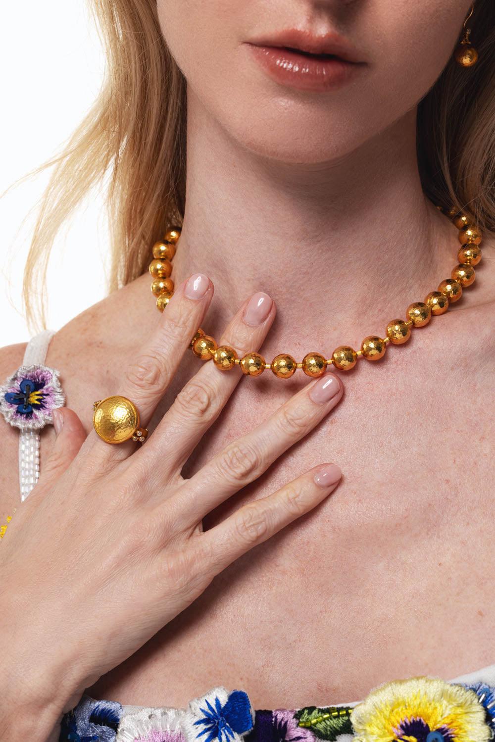 GURHAN-Round Ball Single-Strand Short Necklace-YELLOW GOLD