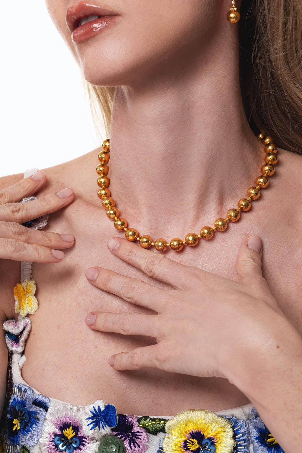 GURHAN-Round Ball Single-Strand Short Necklace-YELLOW GOLD