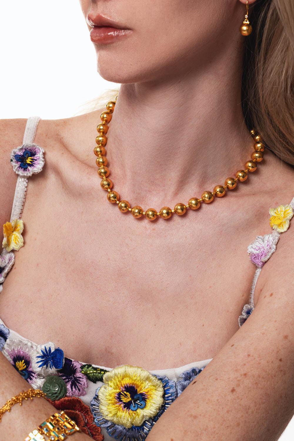 GURHAN-Round Ball Single-Strand Short Necklace-YELLOW GOLD