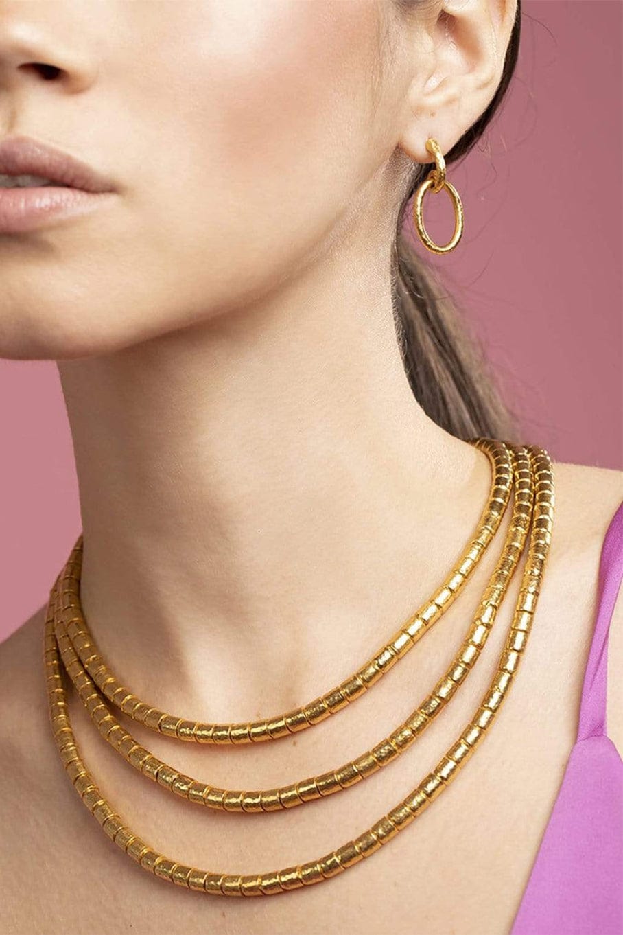GURHAN-Triple Strand Necklace-YELLOW GOLD
