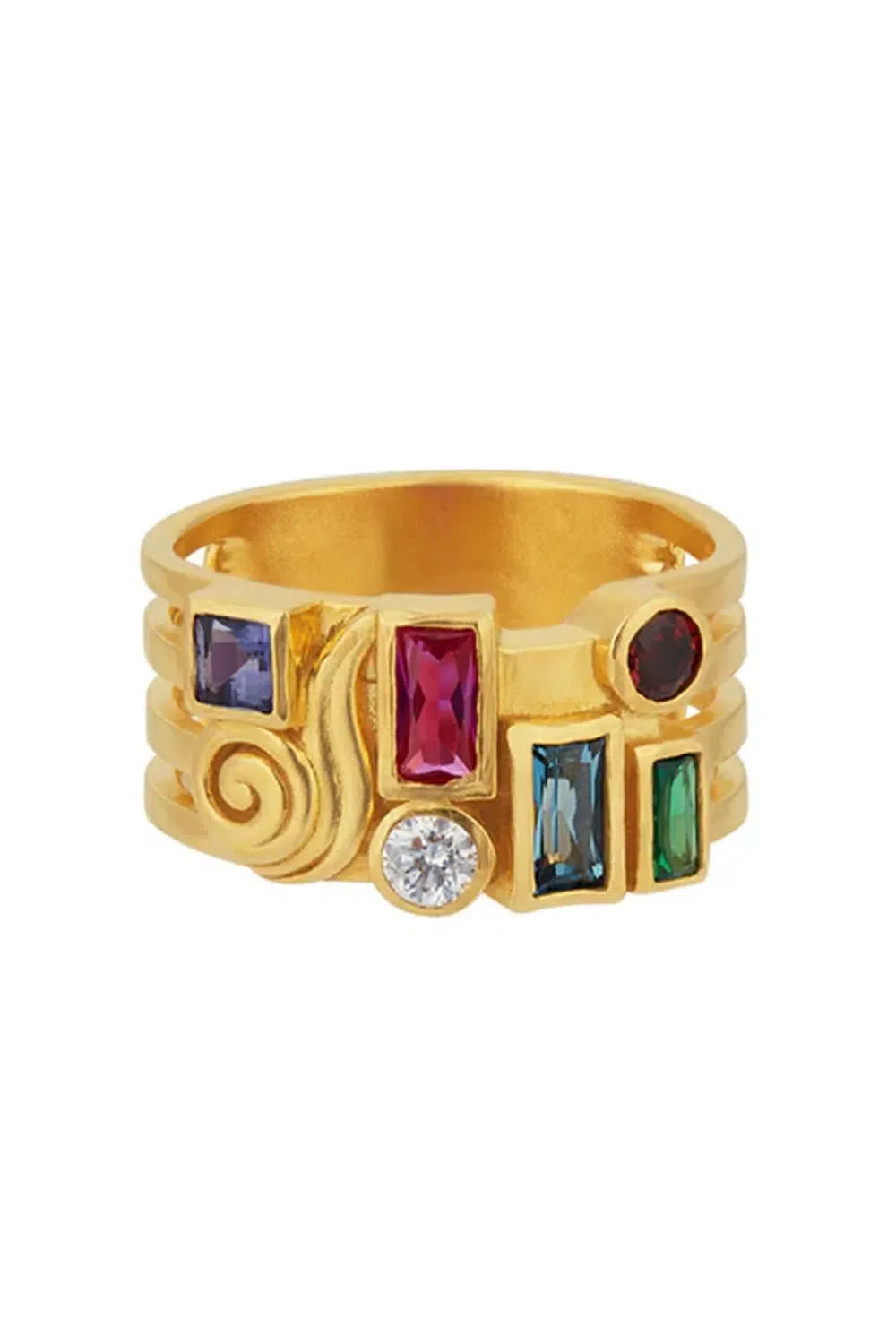 GURHAN-Mixed Stone Band Ring-YELLOW GOLD