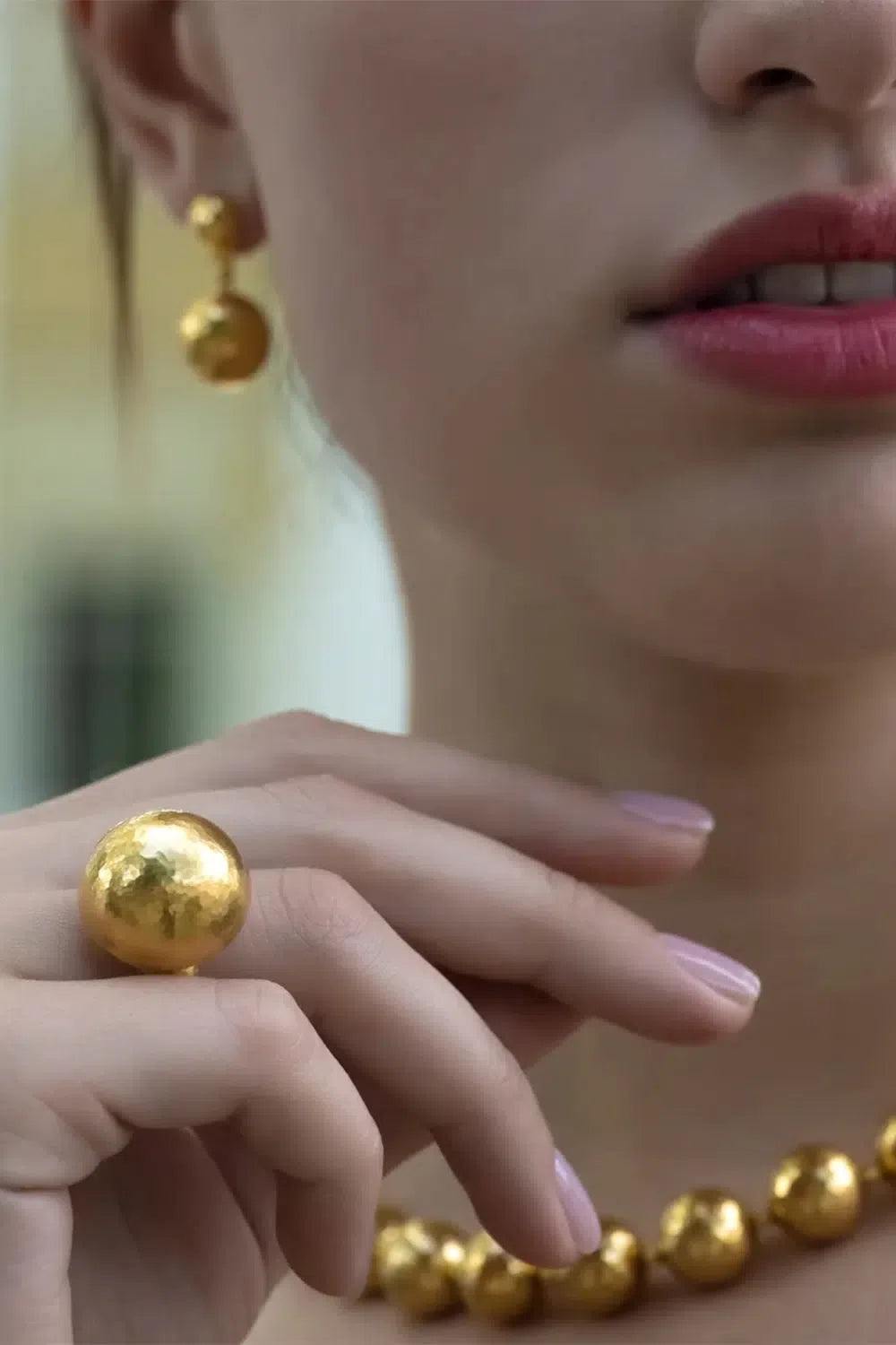 GURHAN-Hammered Half Ball Cocktail Ring-YELLOW GOLD