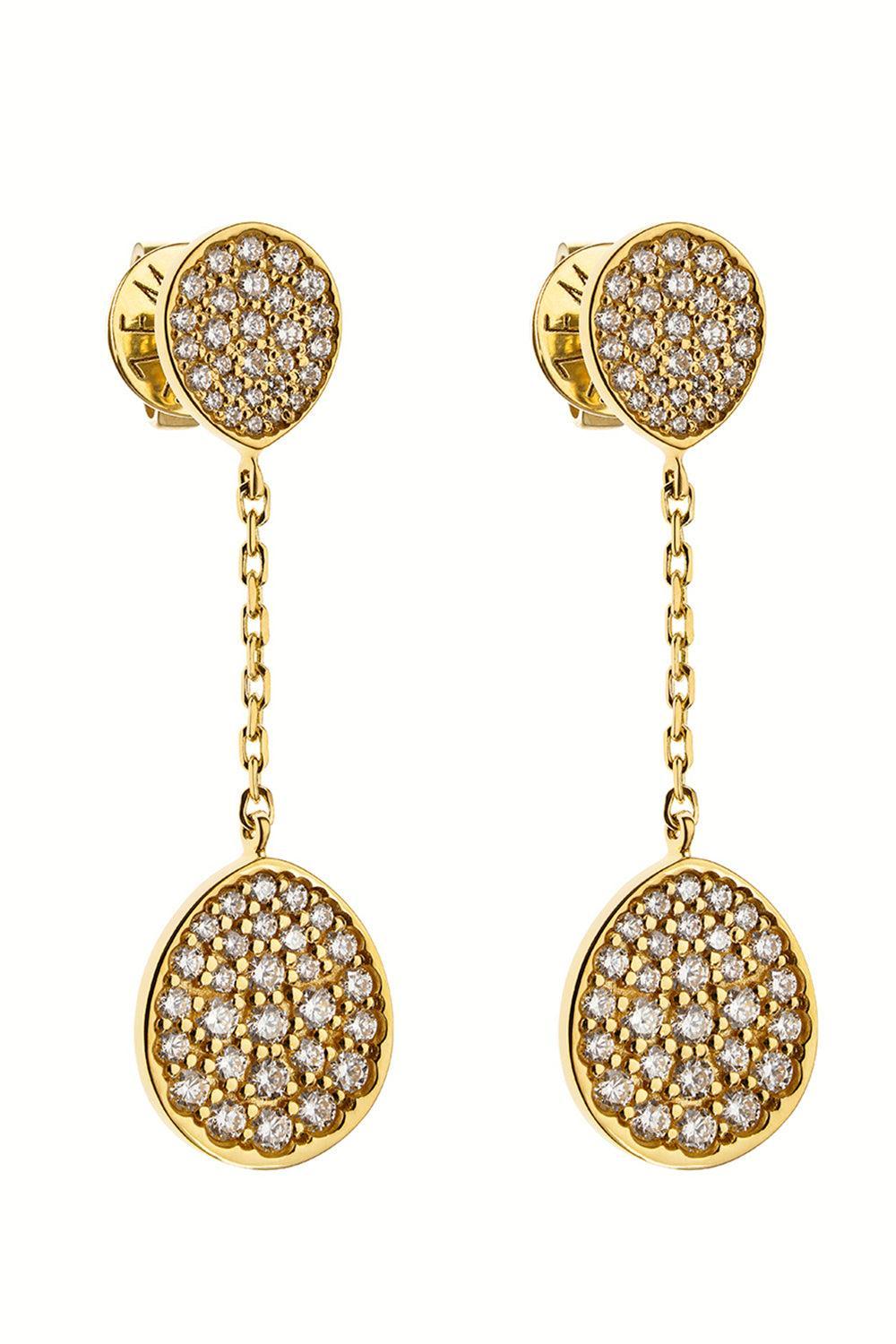 Diamond Classic Flat Drop Earrings-YELLOW GOLD-JEWELRYFINE JEWELEARRING-GUZEMA FINE JEWELRY