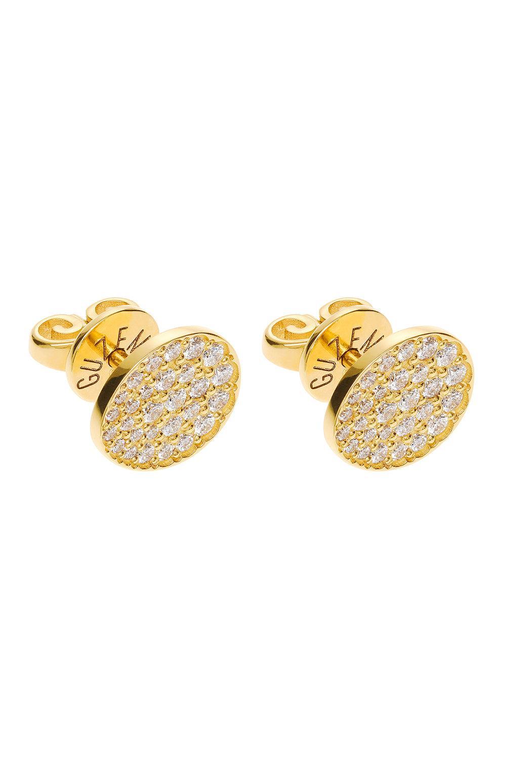Diamond Classic Flat Stud Earrings-YELLOW GOLD-JEWELRYFINE JEWELEARRING-GUZEMA FINE JEWELRY