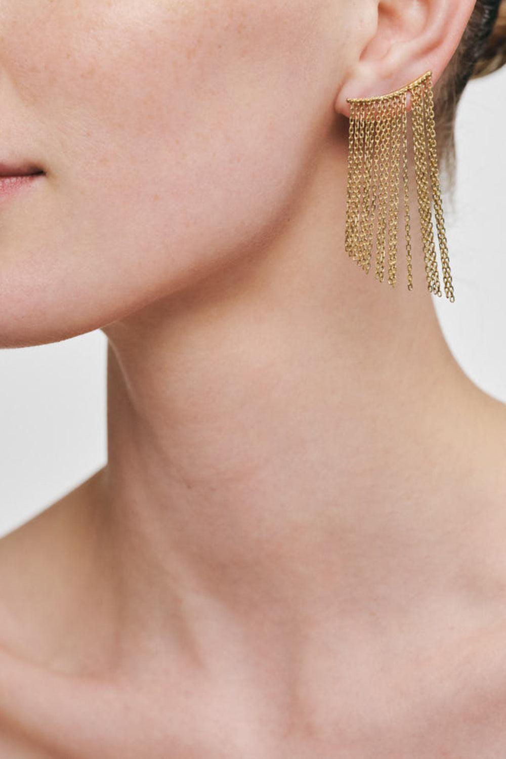 Midi Chainfall Earrings-YELLOW GOLD-JEWELRYFINE JEWELEARRING-GUZEMA FINE JEWELRY