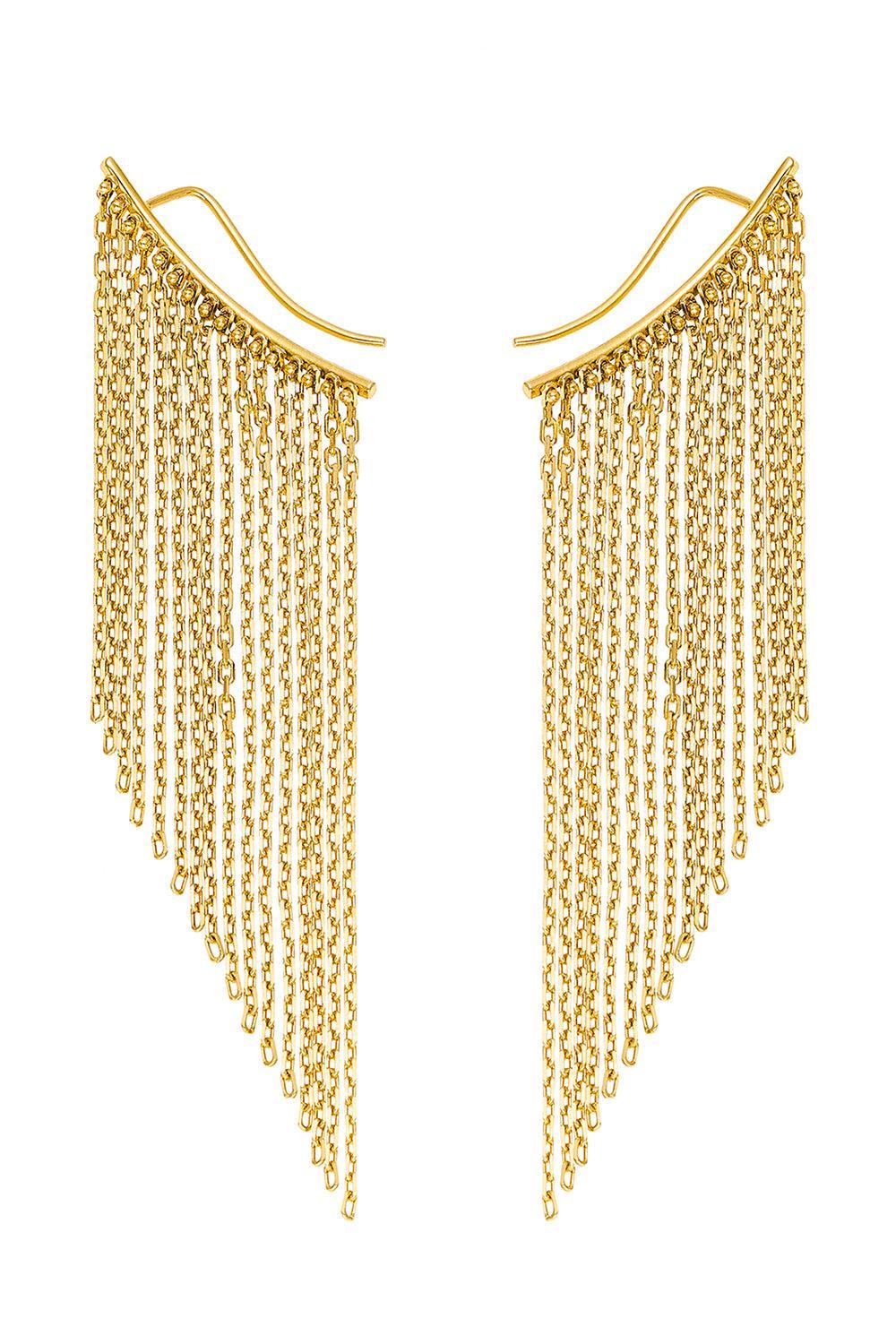 Midi Chainfall Earrings-YELLOW GOLD-JEWELRYFINE JEWELEARRING-GUZEMA FINE JEWELRY