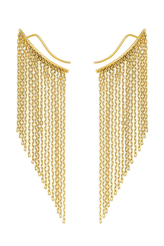 Midi Chainfall Earrings-YELLOW GOLD-JEWELRYFINE JEWELEARRING-GUZEMA FINE JEWELRY