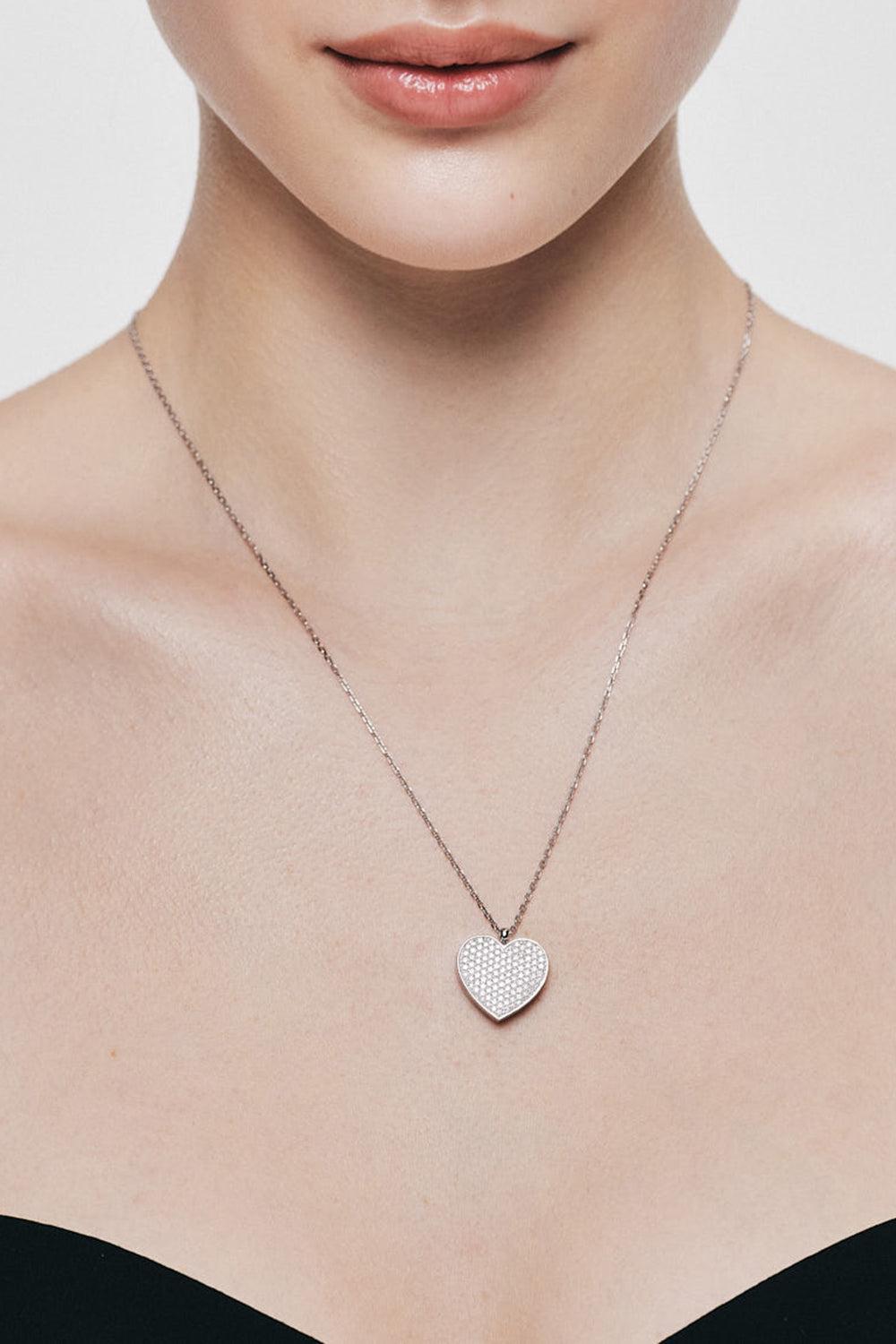 Diamond Heart Locket Necklace-WHITE GOLD-54CM-JEWELRYFINE JEWELNECKLACE O-GUZEMA FINE JEWELRY