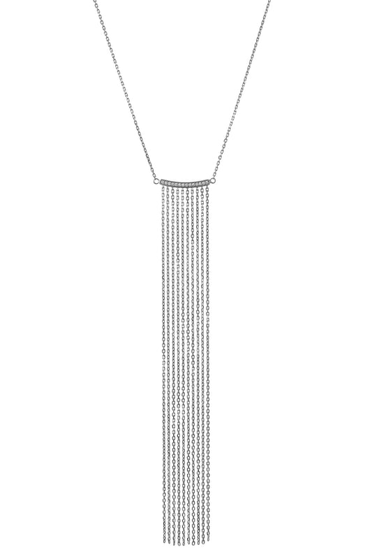 Diamond Chainfall Necklace-WHITE GOLD-JEWELRYFINE JEWELNECKLACE O-GUZEMA FINE JEWELRY