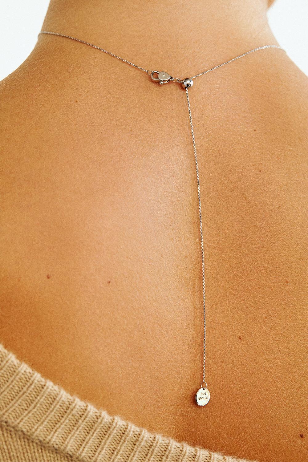 Semi-Orb Necklace - White Gold-WHTIGOLD-43CM-JEWELRYFINE JEWELNECKLACE O-GUZEMA FINE JEWELRY