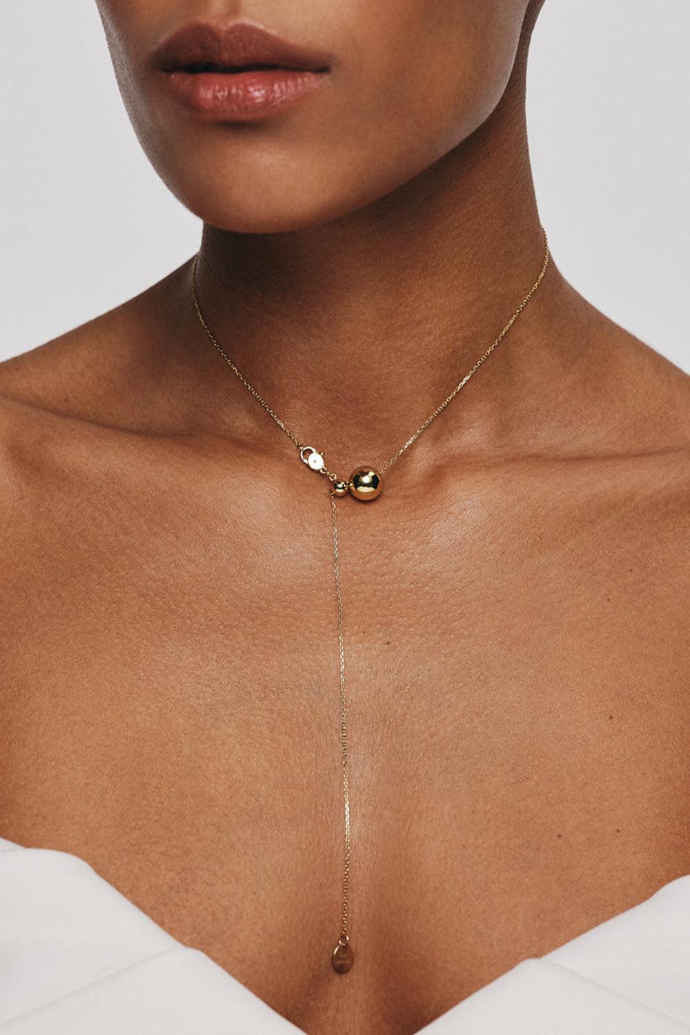 Semi-Orb Necklace - Yellow Gold-YELLOW GOLD-43CM-JEWELRYFINE JEWELNECKLACE O-GUZEMA FINE JEWELRY