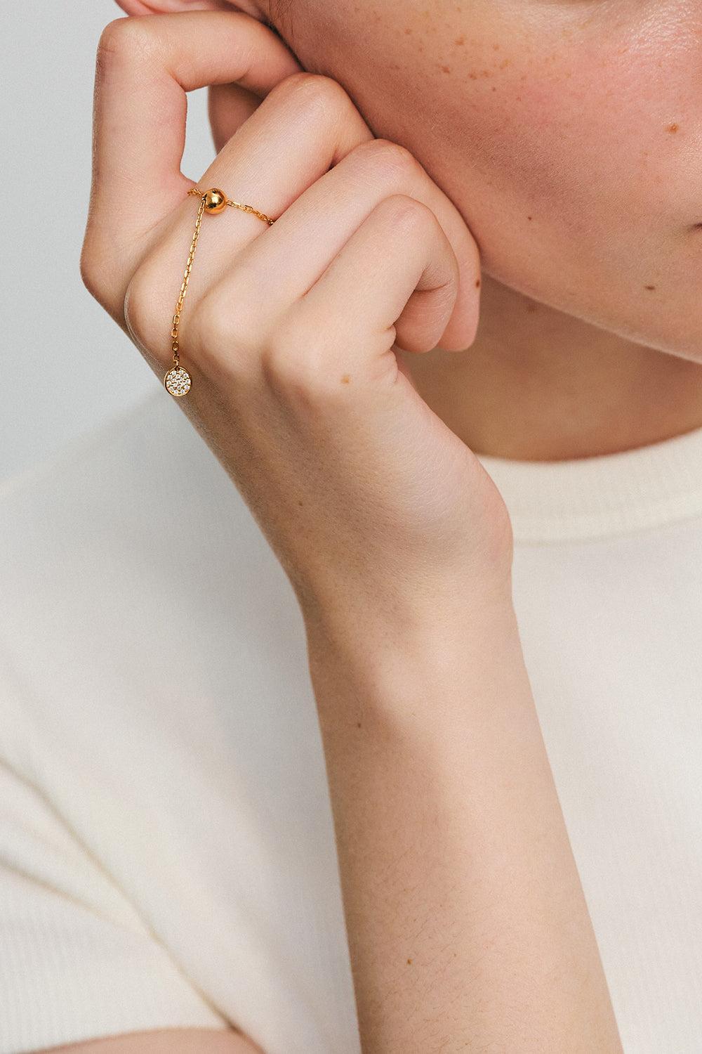 Diamond Flat Charm Transformer Ring - Yellow Gold-YELLOW GOLD-JEWELRYFINE JEWELRING-GUZEMA FINE JEWELRY