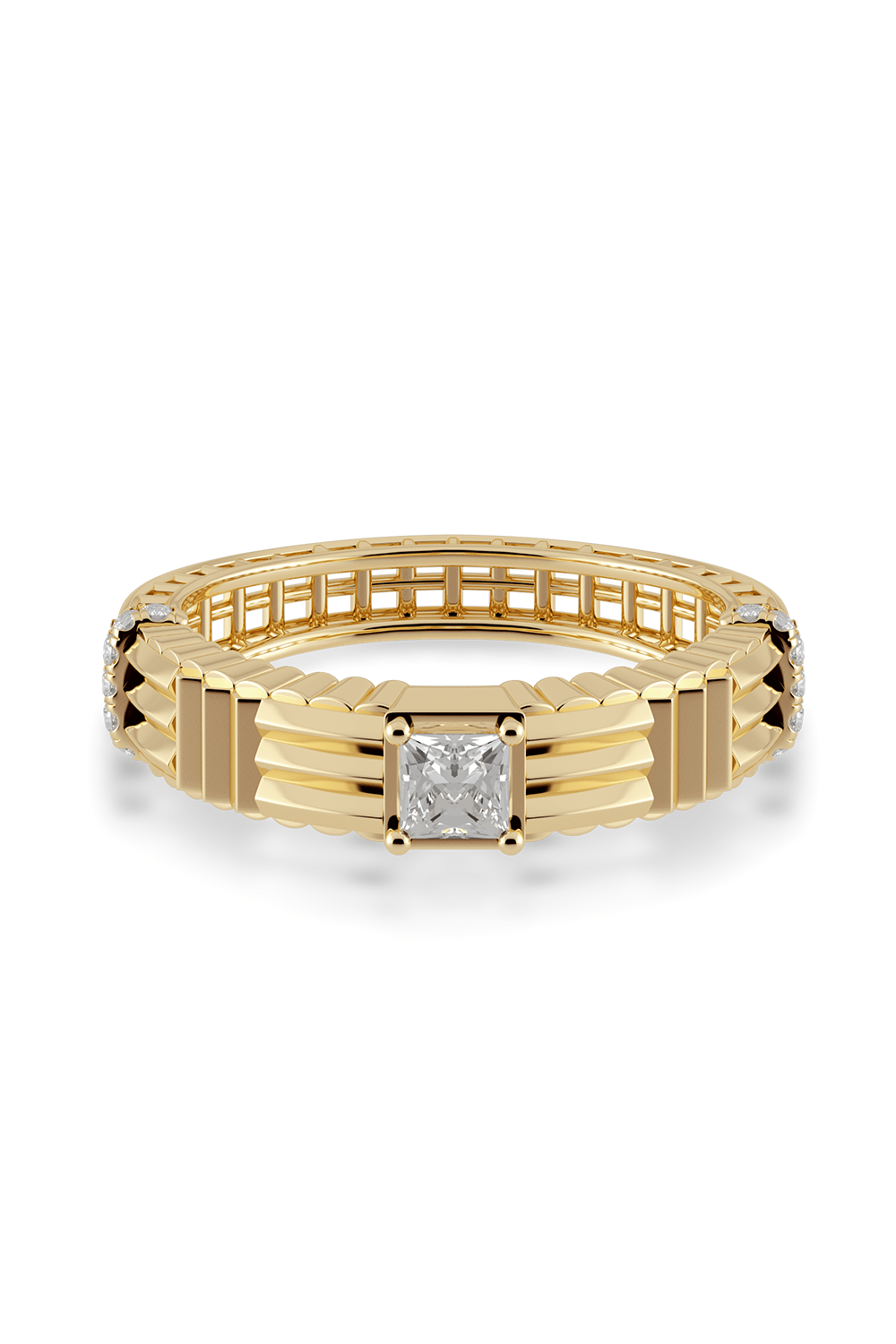 WOVEN OPEN SOLITAIRE PRINCESS DIAMOND RING JEWELRYFINE JEWELRING GWEN BELOTI COLLECTION   