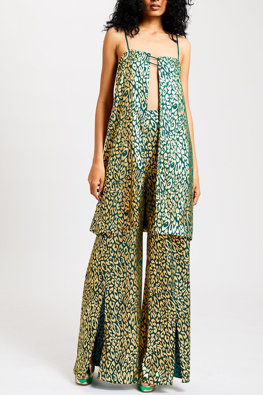 HALPERN-Wide Leg Paneled Trousers-