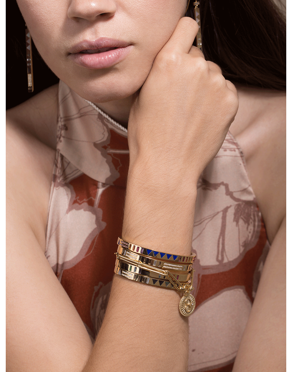 HARWELL GODFREY-Baguette Rainbow Sapphire Bangle-YELLOW GOLD