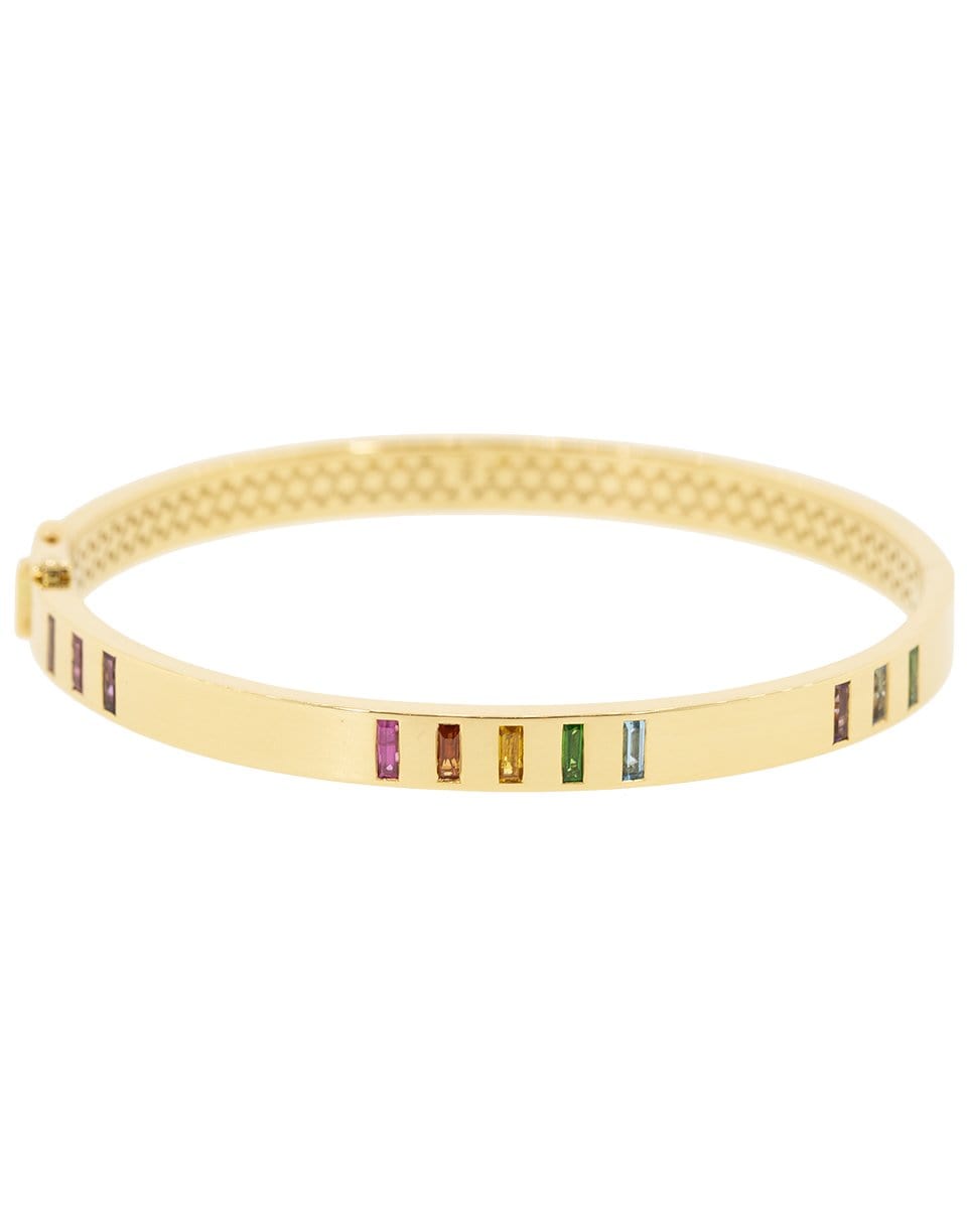 HARWELL GODFREY-Baguette Rainbow Sapphire Bangle-YELLOW GOLD