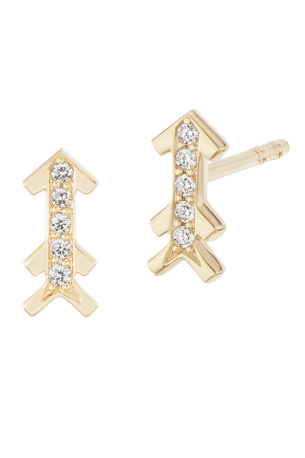 HARWELL GODFREY-Arrow Diamond Stud Earrings-YELLOW GOLD