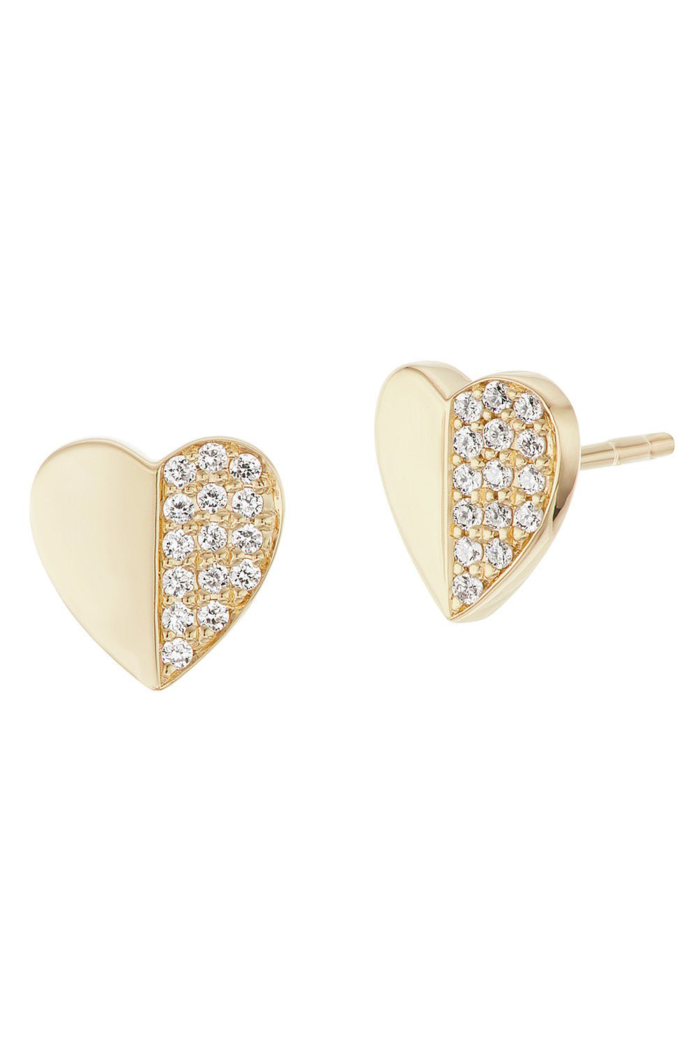 HARWELL GODFREY-Knife Edge Heart Studs-YELLOW GOLD
