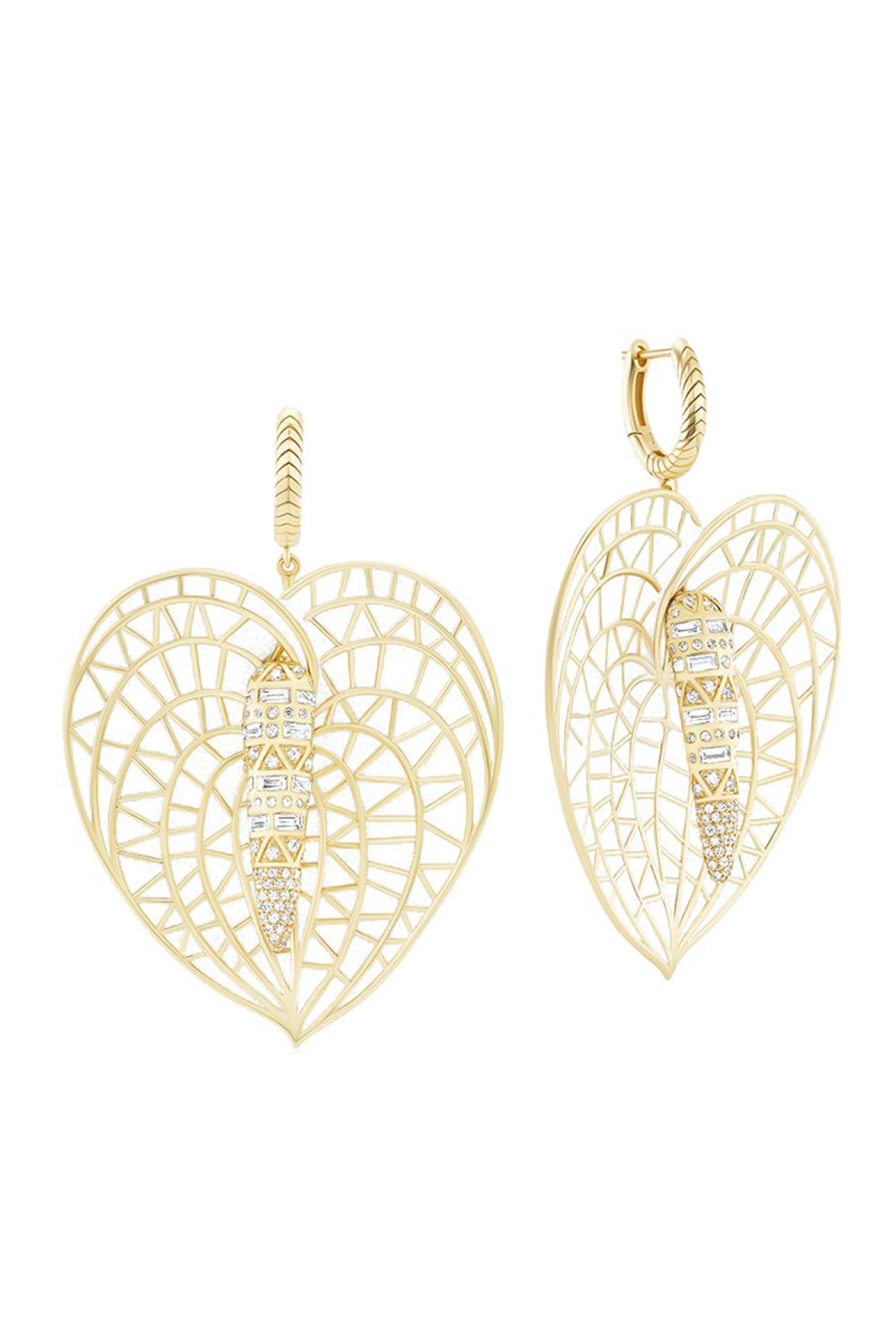 HARWELL GODFREY-Lily Drop Huggie Earrings-YELLOW GOLD