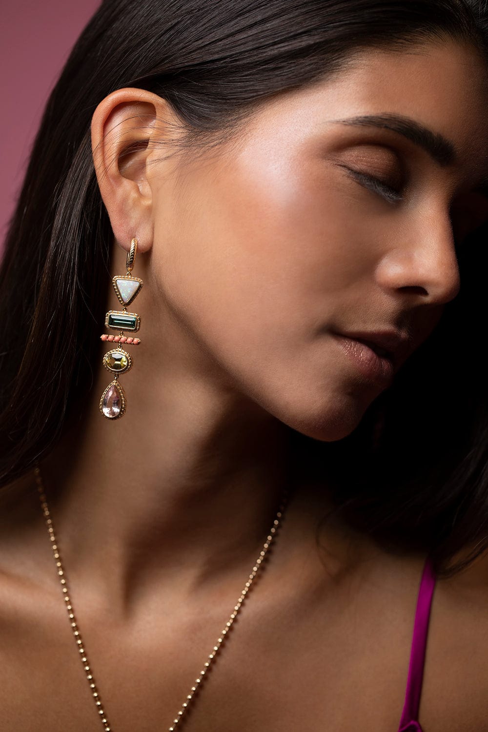 HARWELL GODFREY-Multi Stone Drop Earrings-YELLOW GOLD