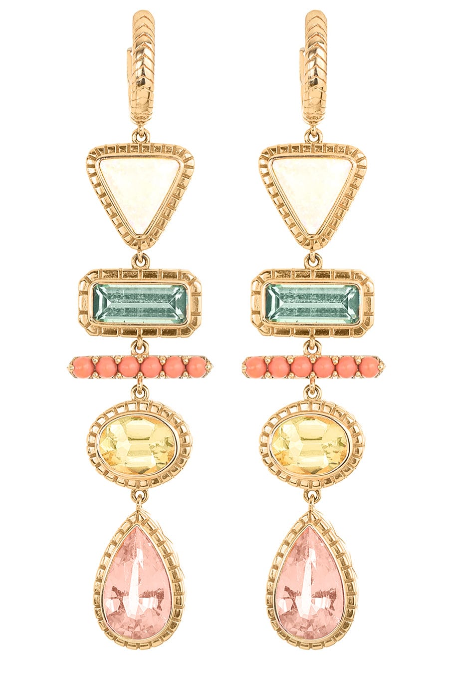 HARWELL GODFREY-Multi Stone Drop Earrings-YELLOW GOLD