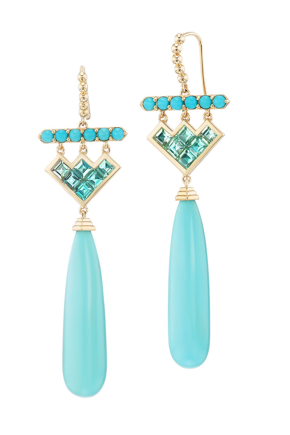 HARWELL GODFREY-Turquoise Earrings-YELLOW GOLD