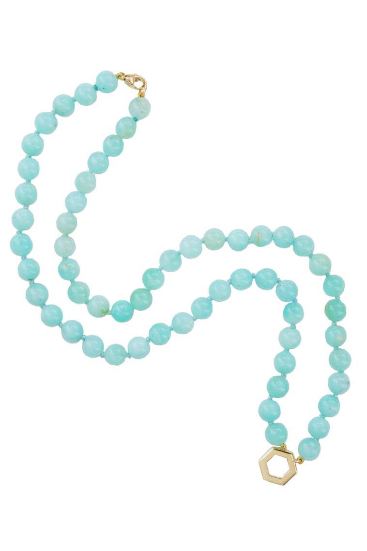 HARWELL GODFREY-Chrysoprase Bead Foundation Necklace-YELLOW GOLD