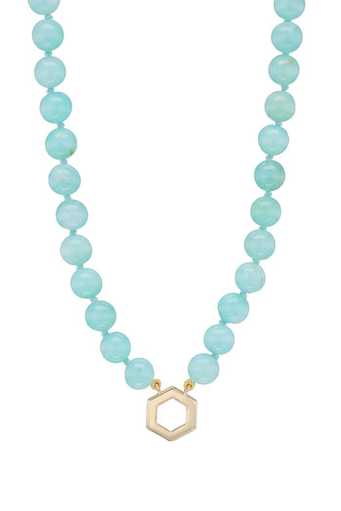 HARWELL GODFREY-Chrysoprase Bead Foundation Necklace-YELLOW GOLD