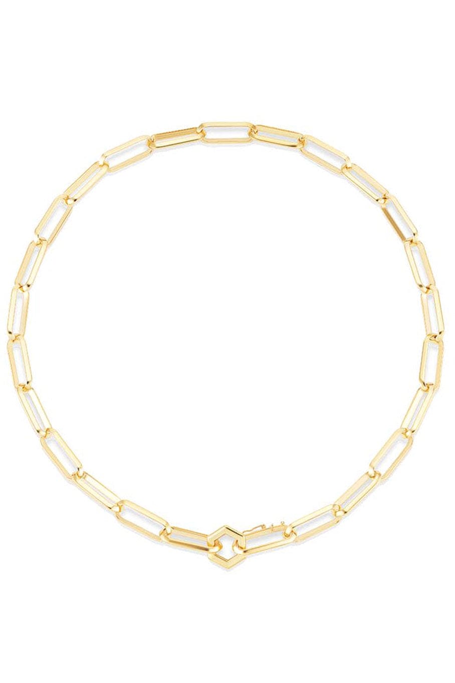 HARWELL GODFREY-Large Knife Edge Link Foundation Necklace-YELLOW GOLD