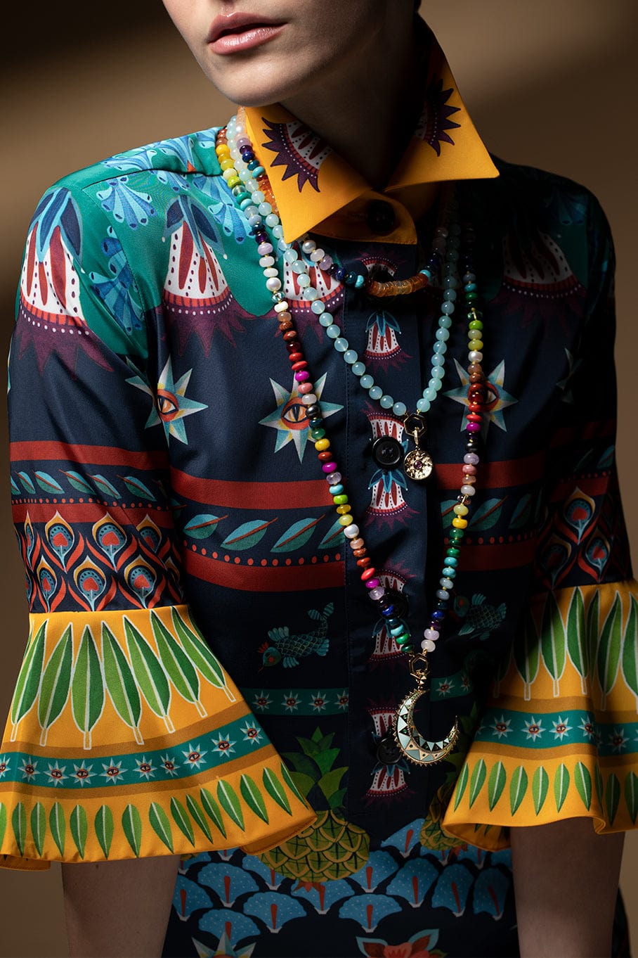 HARWELL GODFREY-Multi Color Hexagon Necklace-YELLOW GOLD