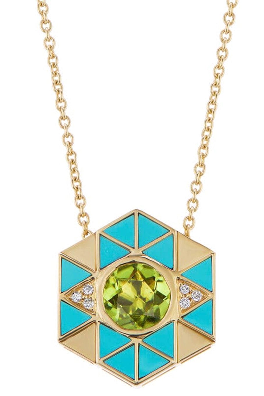 HARWELL GODFREY-Peridot Evil Eye Pendant Necklace-YELLOW GOLD