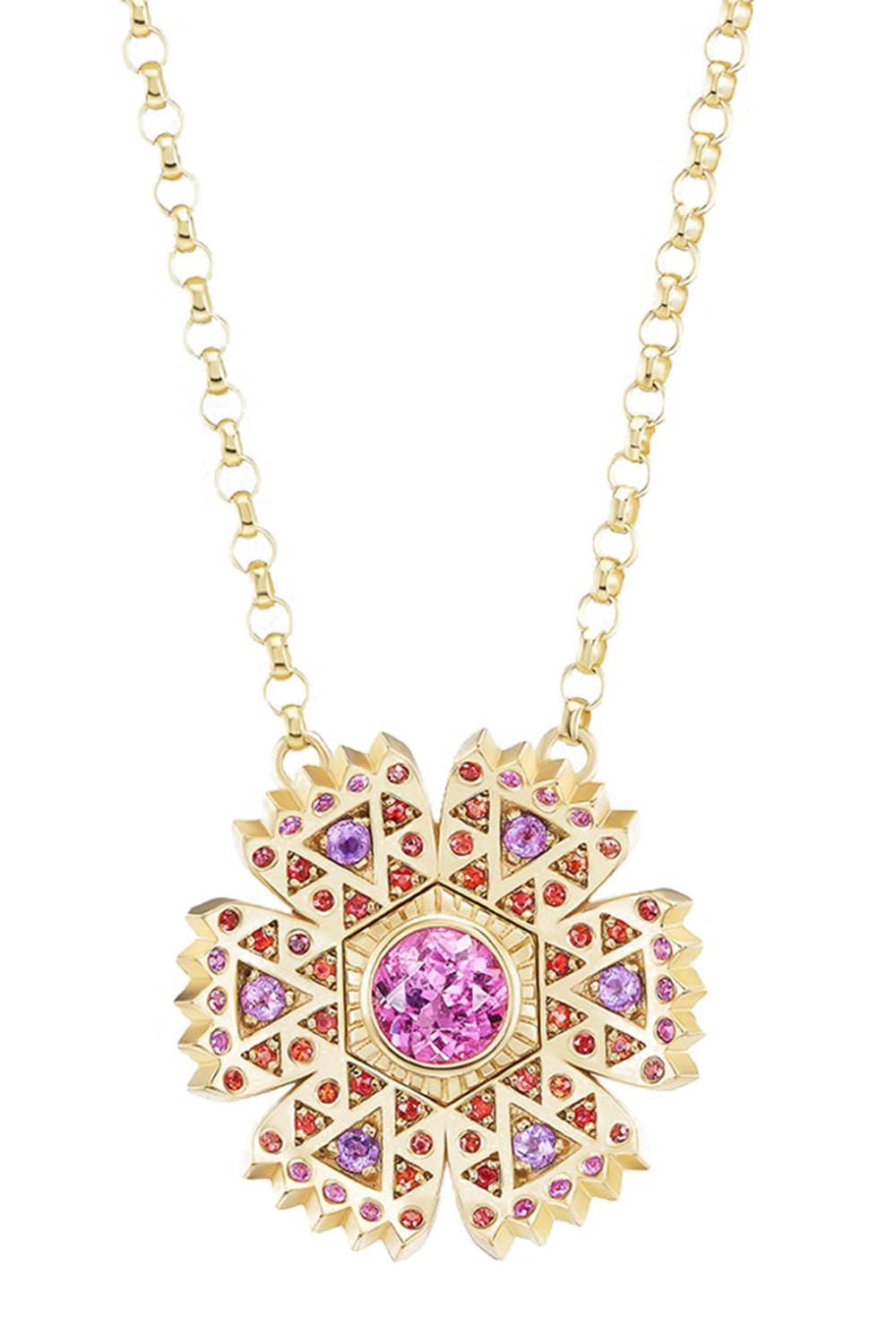 HARWELL GODFREY-Pink Petunia Necklace-YELLOW GOLD