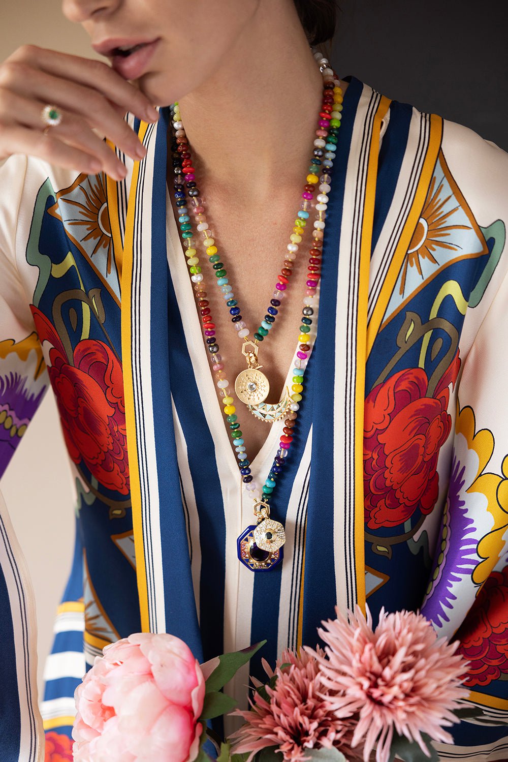 HARWELL GODFREY-Rainbow Bead Foundation Necklace - 32in-YELLOW GOLD